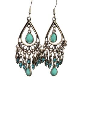 Boho Teardrop Dangle Earrings - Turquoise